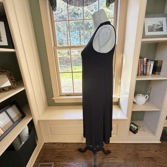 Old navy Small Tall black midi sleeveless swing dress solid black casual dress - Picture 7 of 7